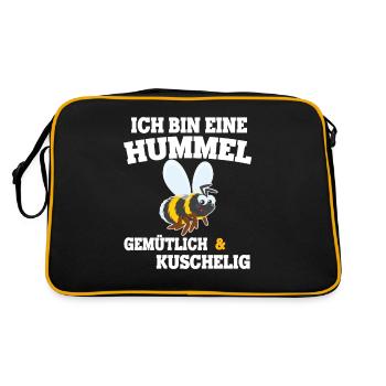 Ich bin eine Hummel, gemütlich & kuschelig - Retro Tasche - Schwarz/Gold - Hinten