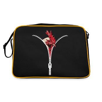 Chicken, rooster chicken zipper - Retro Bag - black/gold - Back
