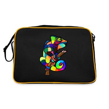 Colorful Chameleon Lizard Wildlife Zoology Baby - Retro Bag - black/gold - Back