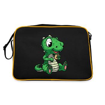 Petit dinosaure avec un biscuit rétro vintage - Sac Retro - noir/or - Dos