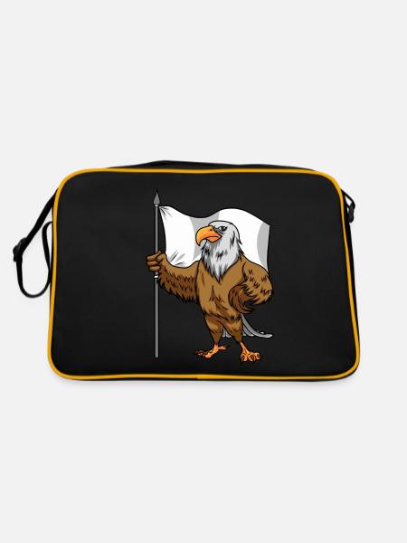 Proud Eagle with Peace Flag Bald Eagle - Retro Bag - black/gold - Back