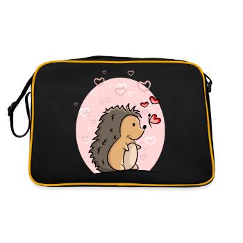 Igel mit Herzen - Retro Tasche - Schwarz/Gold - Hinten
