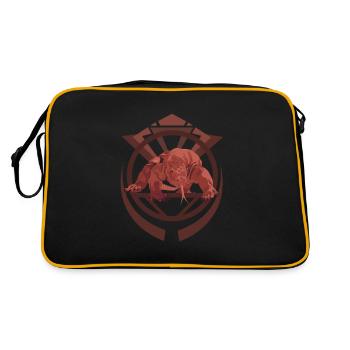 Illustration Waran Geschenk Indonesien Komodo - Retro Tasche - Schwarz/Gold - Hinten