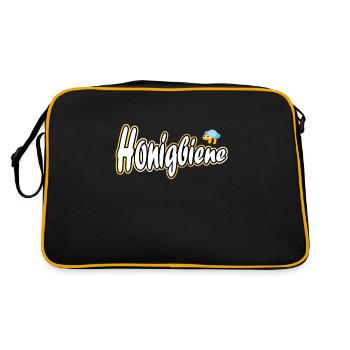 Honigbiene mit Biene - Retro Tasche - Schwarz/Gold - Hinten