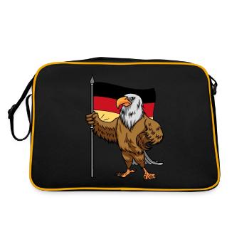 Adler Vogel Deutschland Fahne Länder EU Europa - Retro Tasche - Schwarz/Gold - Hinten