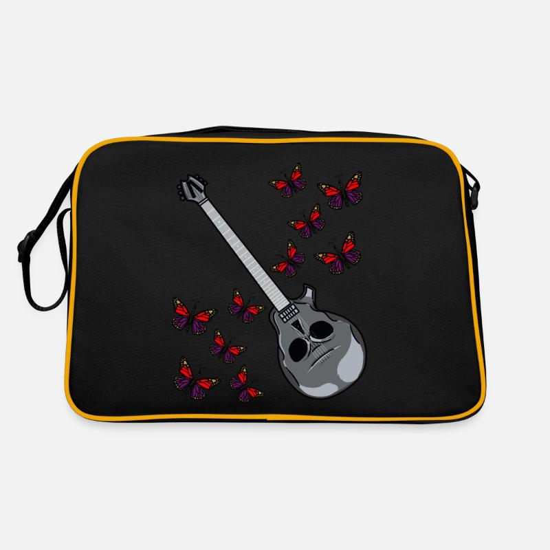 Guitare électrique avec crâne de mort et papillons Sac Retro