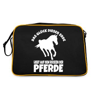 Das Glück der Erde liegt auf dem Rücken der Pferde - Retro Tasche - Schwarz/Gold - Hinten