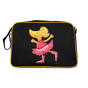 Hund Eis Sport lustig Musik tanzen Kind Geschenk - Retro Tasche - Schwarz/Gold - Hinten