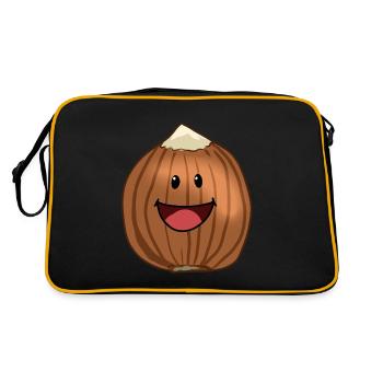 Haselnuss Nuss Nüsse Nahrung Veganer - Retro Tasche - Schwarz/Gold - Hinten