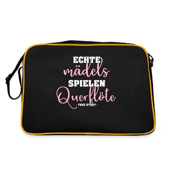 DOUCES VRAIES FILLES JOUENT LA FLÛTE DE LA MUSIQUE FLÛTE - Sac Retro - noir/or - Dos