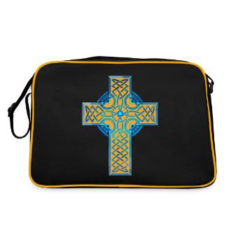 Kreuz Kreuze Kirche Gott Spirituell Christentum - Retro Tasche - Schwarz/Gold - Hinten