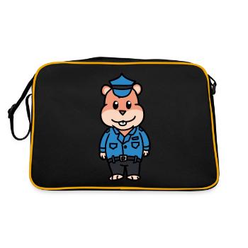 Police Hamster Policeman Profession Kids Child Cop Job - Retro Bag - black/gold - Back