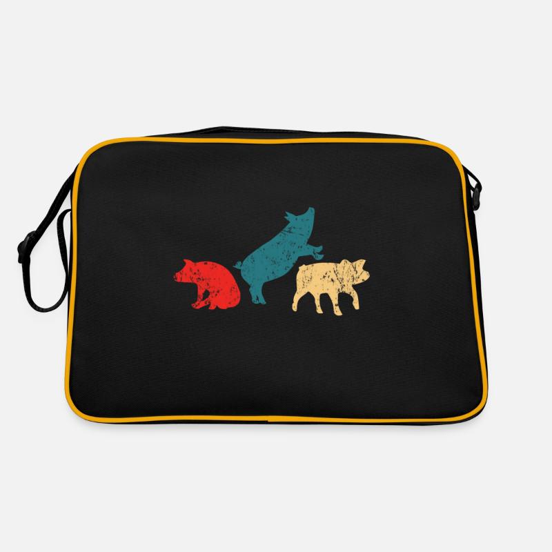 Schwein - Retro Tasche - Schwarz/Gold
