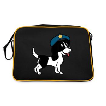 Hund Polizeihund Hunde Wachhund Haustiere Polizei - Retro Tasche - Schwarz/Gold - Hinten
