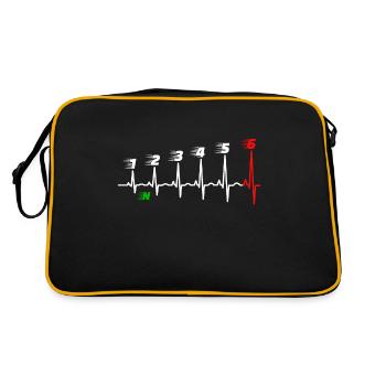 Motorrad Herzschlag 6 Gänge Schaltung Superbike - Retro Tasche - Schwarz/Gold - Hinten