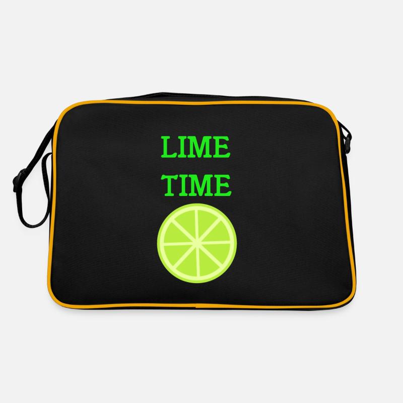 Limette - Retro Tasche - Schwarz/Gold