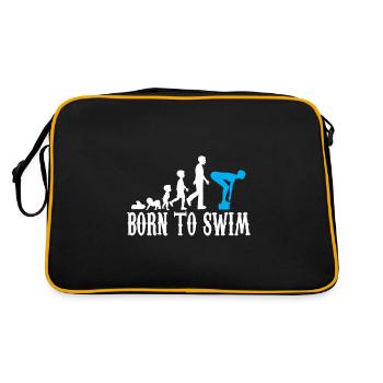 Schwimmer Evolution Geburt Baby Kind Geschenk - Retro Tasche - Schwarz/Gold - Hinten