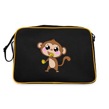 Monkey Monkeys with Cookie Animals Children Baby XMAS - Retro Bag - black/gold - Back