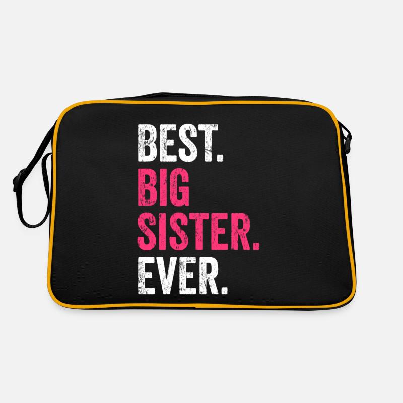 Große Schwester - Retro Tasche - Schwarz/Gold