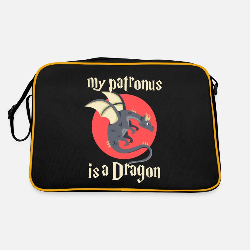 Drache Geschichte Beschützer - Retro Tasche - Schwarz/Gold