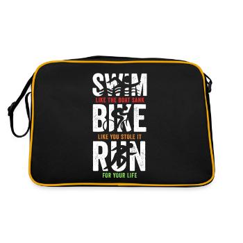 Triathlon Schwimmen Laufen Fahrrad - Retro Tasche - Schwarz/Gold - Hinten