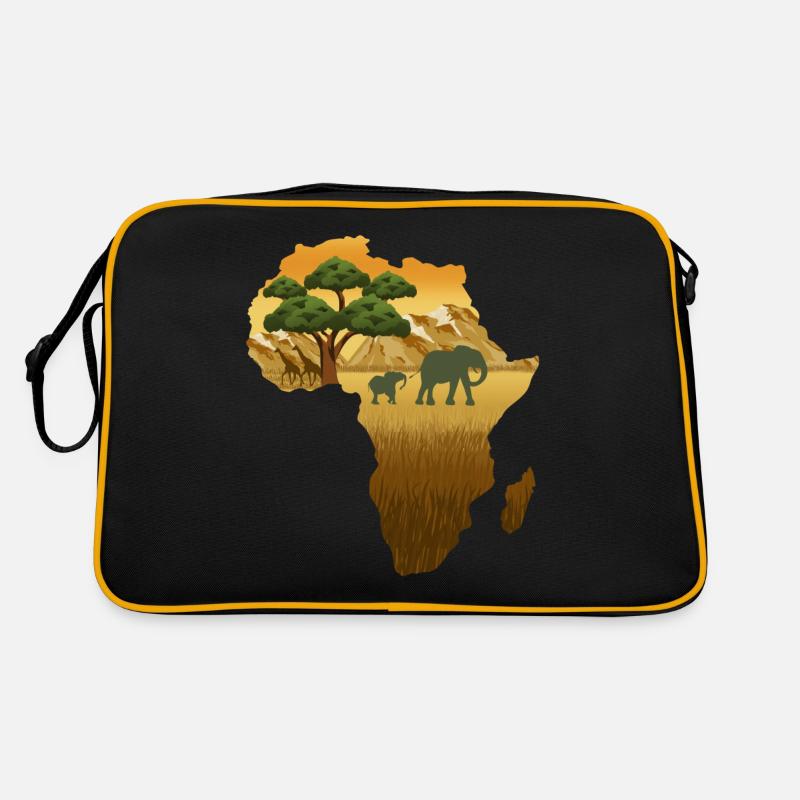 Afrika-Karten-Reggae - Retro Tasche - Schwarz/Gold