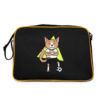 Cadeau de dessin animé pour enfants Cat Soccer Sport Cartoon - Sac Retro - noir/or - Dos