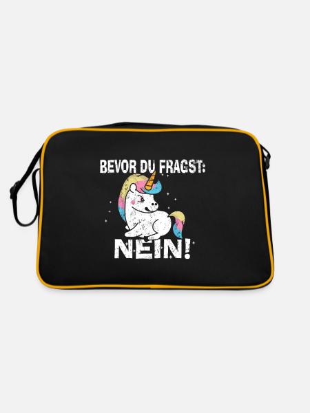 Bevor Du Fragst Nein Einhorn - Retro Tasche - Schwarz/Gold