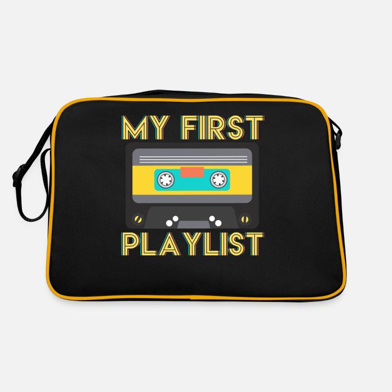 80er 90er Kassette - Retro Tasche - Schwarz/Gold