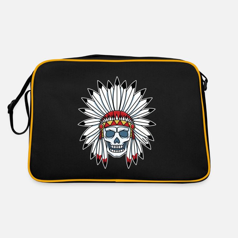 Totenkopf Indianer Häuptling Federschmuck Geschenk Retro Tasche