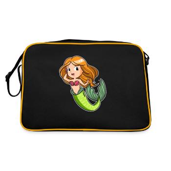 Meerjungfrau Mädchen Manga Wasser Nixe Geschenk - Retro Tasche - Schwarz/Gold - Hinten
