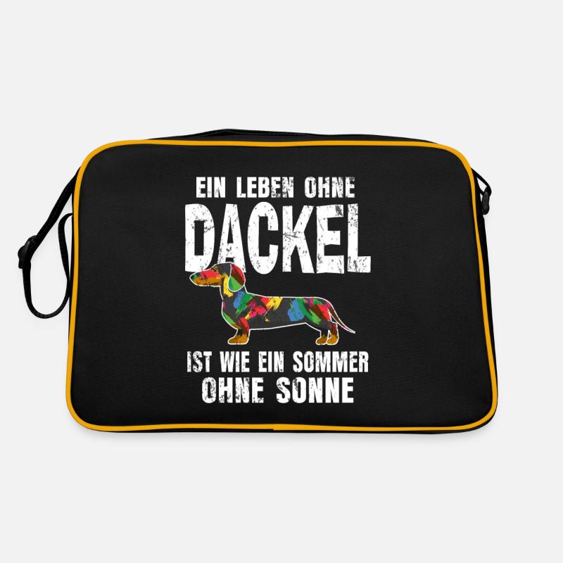 Dackel - Retro Tasche - Schwarz/Gold