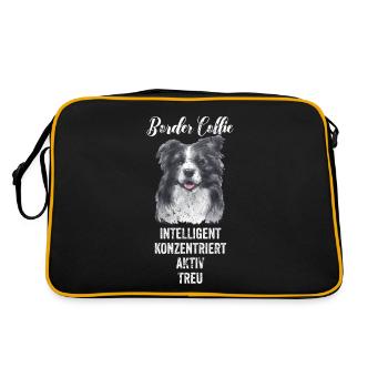 Border Collie - Retro Tasche - Schwarz/Gold - Hinten