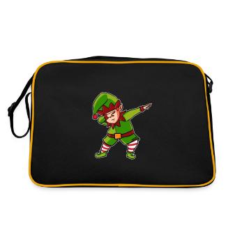 Christmas elf dabbing gnome kids gift - Retro Bag - black/gold - Back