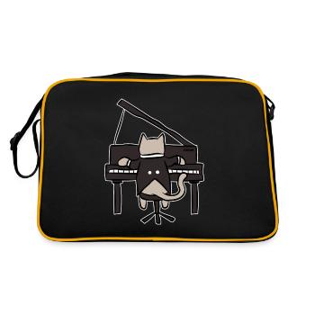 Chat Clavier Piano Piano Musique Enfants Cadeau - Sac Retro - noir/or - Dos