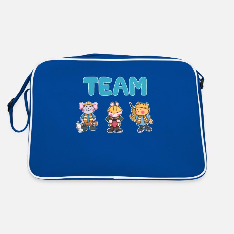 Team Baustelle Arbeiter Maus Hase Katze Geschenk Retro Tasche
