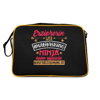 Erzieher Spielen - Retro Tasche - Schwarz/Gold - Hinten