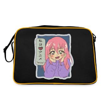 J'aime Anime Japon Cartoon Film Série Cadeau - Sac Retro - noir/or - Dos
