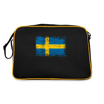 Sweden flag flag used-look Stockholm Sweden - Retro Bag - black/gold - Back