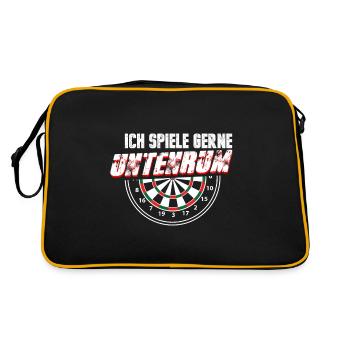 Dart Lustiger Spruch - Retro Tasche - Schwarz/Gold - Hinten