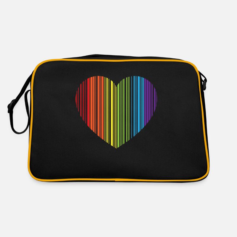 RAINBOW BARCODE HEART - RAINBOW BARCODE HEART Retro Bag