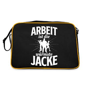 Arbeit ist die wärmste Jacke - für Arbeiter - Retro Tasche - Schwarz/Gold - Hinten
