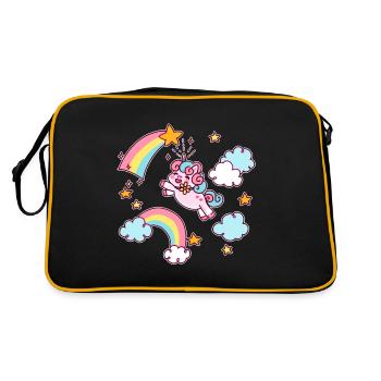 Unicorn Unicorn Rainbow Falling Star Gift - Retro Bag - black/gold - Back