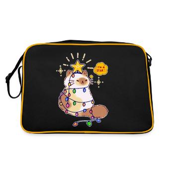 Cat String Light Star Christmas Tree Gift - Retro Bag - black/gold - Back