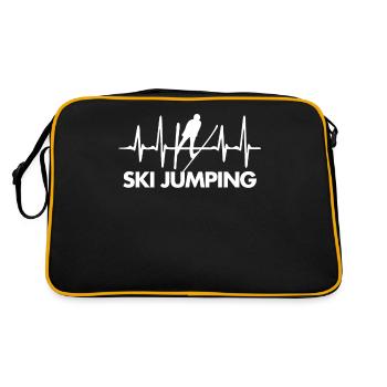Skispringen Herzschlag - Retro Tasche - Schwarz/Gold - Hinten