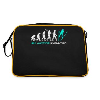Skispringen Evolution Geschenk - Retro Tasche - Schwarz/Gold - Hinten
