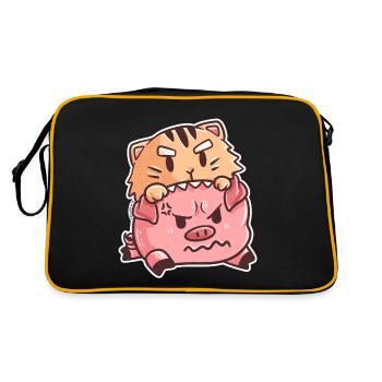 Chat cochon amusement combat animaux cadeau enfants - Sac Retro - noir/or - Dos