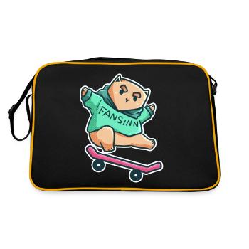Cat Skateboard Tricks Halfpipe Pet Gift - Retro Bag - black/gold - Back