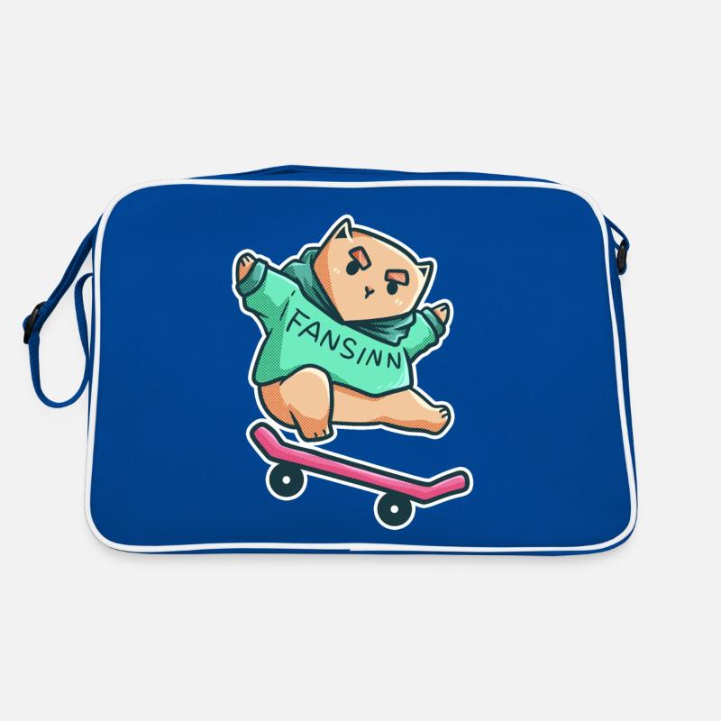 Katze Skateboard Tricks Halfpipe Haustier Geschenk Retro Tasche