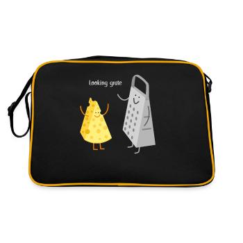 Regarder Râper Fromage Jeu de mots Humour - Sac Retro - noir/or - Dos
